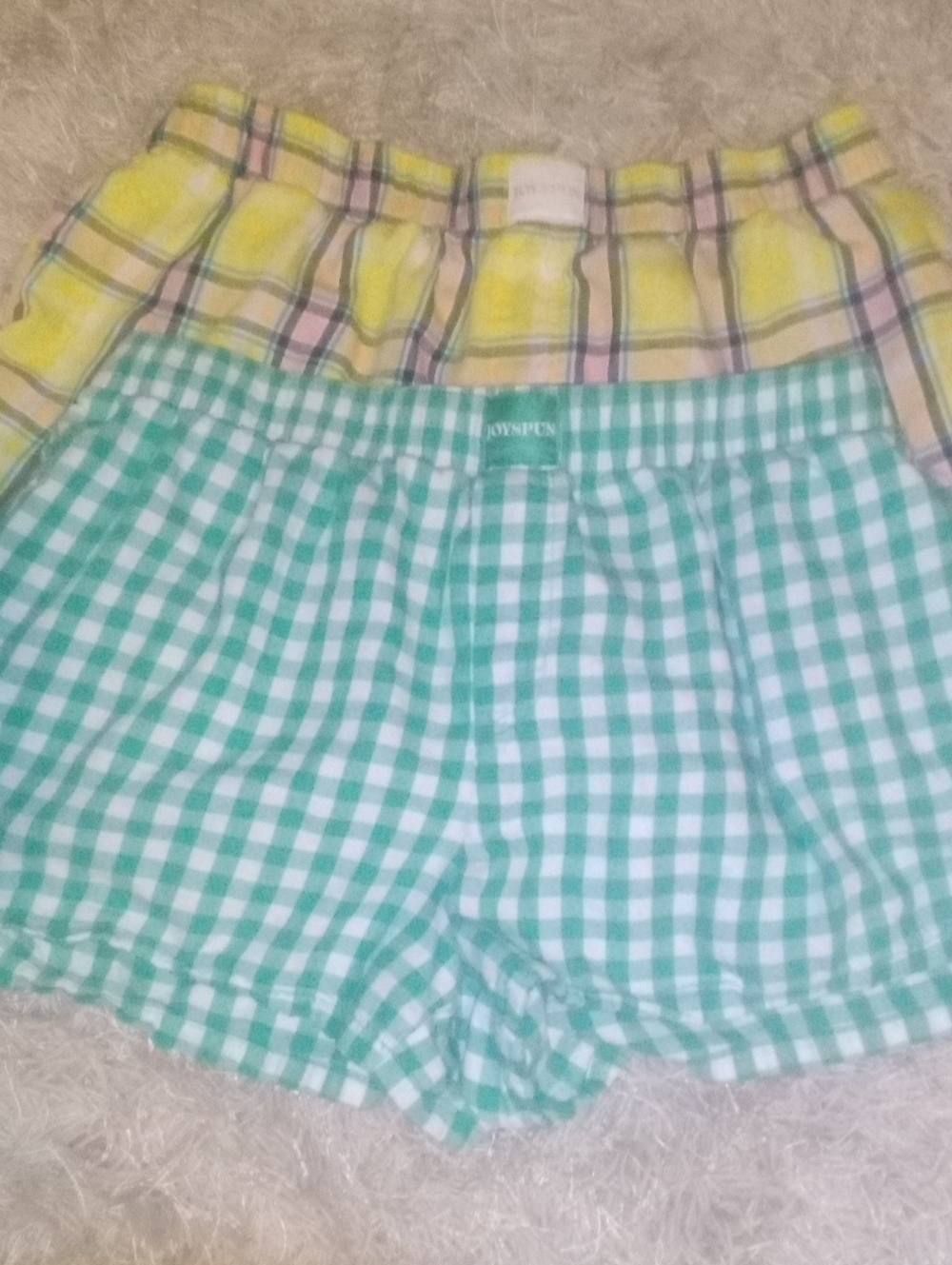 Green Gingham And Yellow Plaid PJ Shorts. (Both Included)